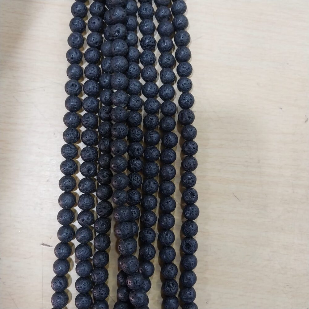 NATURAL LARVA BEADS ROUND